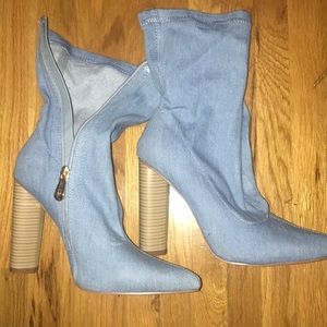 Denim heeled boots